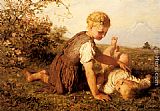 Wilhelm Velten Paintings - An Autumn Idyll by Karl Wilhelm Friedrich Bauerle